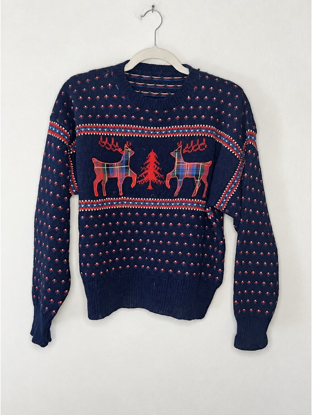 Vintage 80s Components Susan Bristol Shetland Wool Deer Sweater